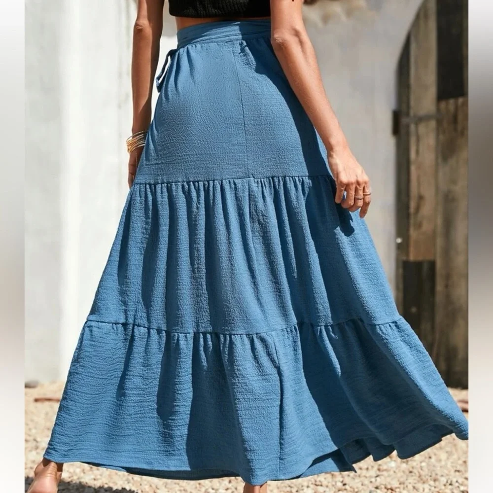 Ruffle Hem Tie Side
Wrap Skirt - Picture 2 of 3